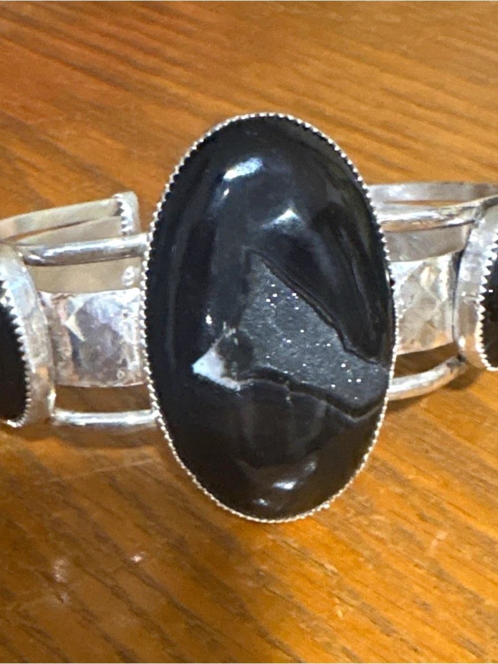 Sterling Silver and Onyx Cuff Bracelet, NEW, Handmade, Unique